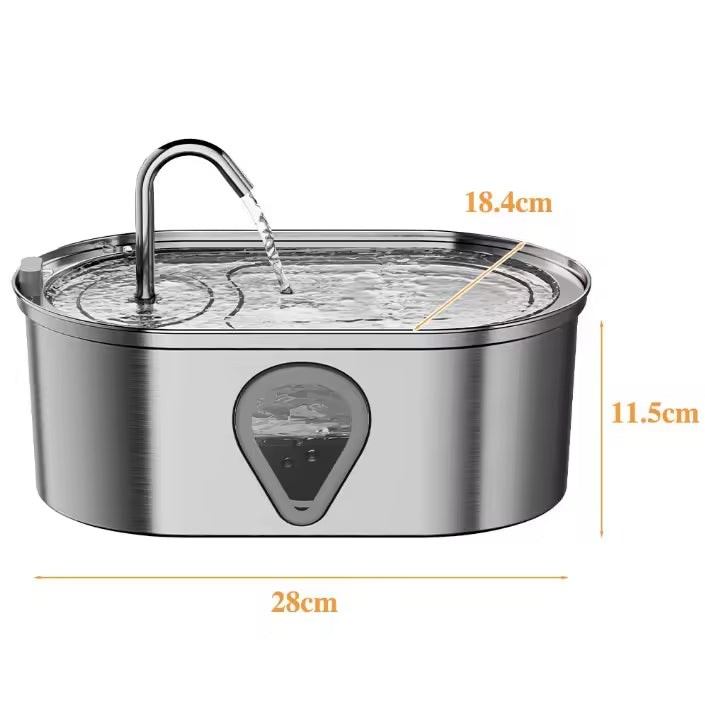 304 Stainless Steel Automatic Cat Water Fountain with Charging Power Pet Dog Drinking Dispenser Filter for Cats and Dogs