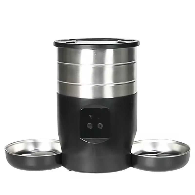 4.5l/0.98gal Large Capacity Stainless Steel Smart Pet Feeder with Recording USB Powered Ideal for Cats Dogs Automatic Cat Feeder