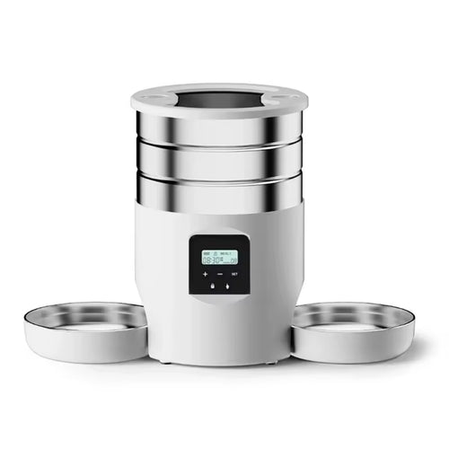 4.5l/0.98gal Large Capacity Stainless Steel Smart Pet Feeder with Recording USB Powered Ideal for Cats Dogs Automatic Cat Feeder