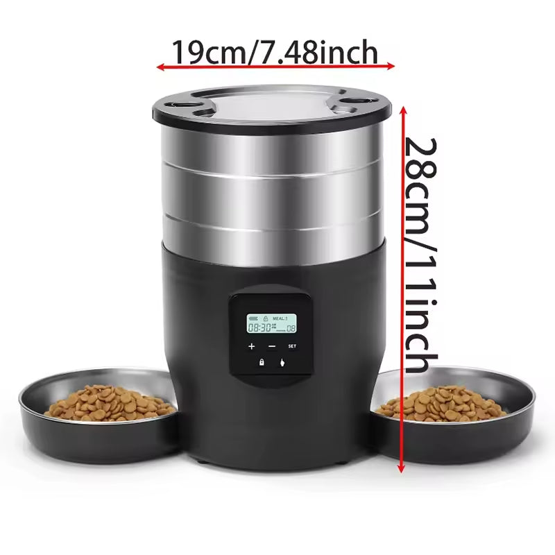 4.5l/0.98gal Large Capacity Stainless Steel Smart Pet Feeder with Recording USB Powered Ideal for Cats Dogs Automatic Cat Feeder