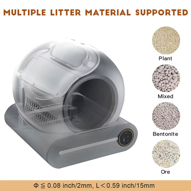 65L Automatic Cat Litter Box Smart App Control Self Cleaning Litter Box Fully Enclosed Pet Toilet Cat Litter Box