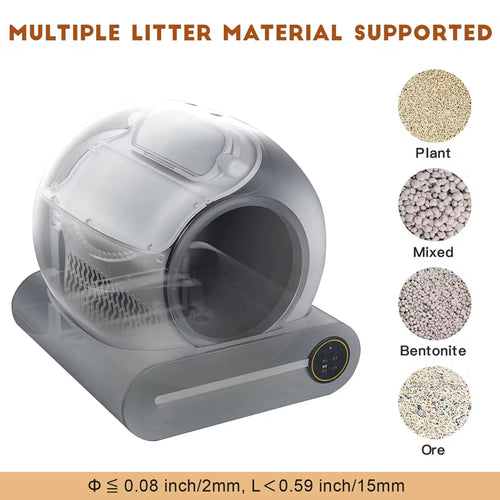 65L Automatic Cat Litter Box Smart App Control Self Cleaning Litter Box Fully Enclosed Pet Toilet Cat Litter Box