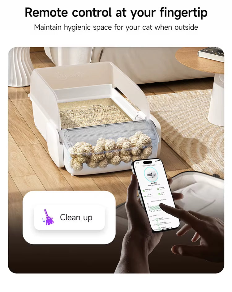 7L Plastic Automatic Cat Litter Box APP Control Smart Open-top Self-cleaning for Cat