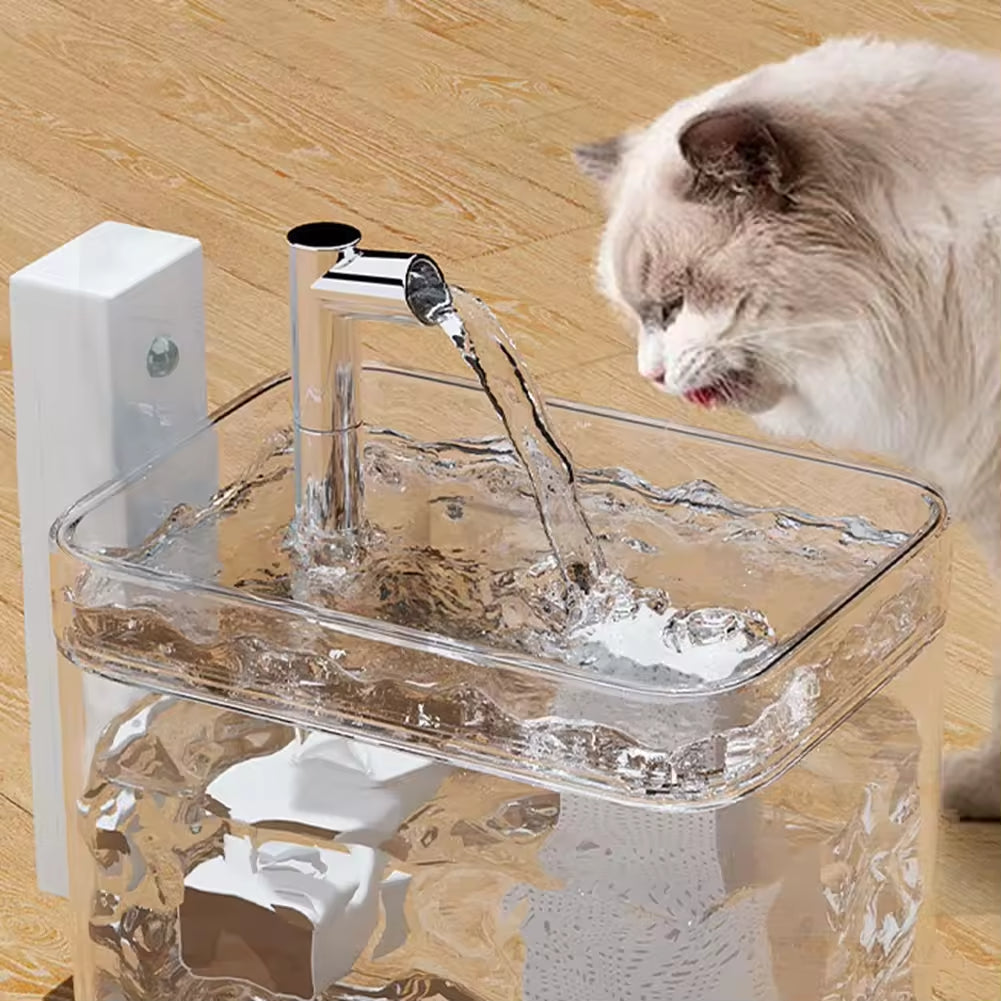 2500mah Pet Automatic Filter Fountain with Sensor Ultra Quiet Pump 1.5L Wireless Pet Water Fountain for Small Cats Dogs Supplies