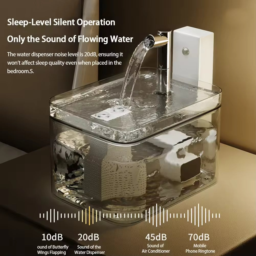 2500mah Pet Automatic Filter Fountain with Sensor Ultra Quiet Pump 1.5L Wireless Pet Water Fountain for Small Cats Dogs Supplies