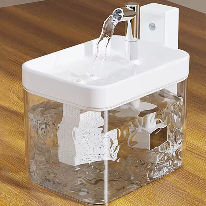 2500mah Pet Automatic Filter Fountain with Sensor Ultra Quiet Pump 1.5L Wireless Pet Water Fountain for Small Cats Dogs Supplies